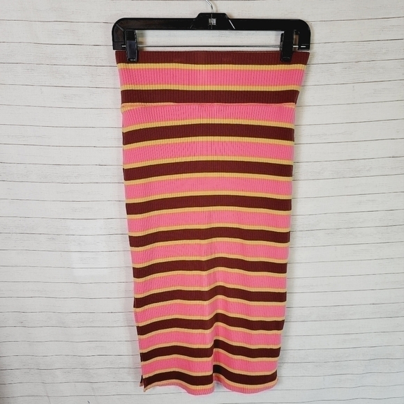 AERIE RIBBED STRIPED PULL ON MIDI SKIRT, SZ MEDIUM - Picture 2 of 9